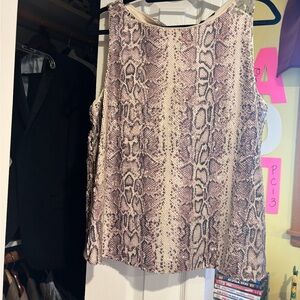 INC International Concepts Snake Print Tank Top - Brown and Cream